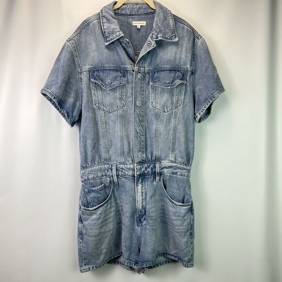 Good American Weightless Jumpsuit Denim Romper One Piece Size 2 - Picture 3 of 11